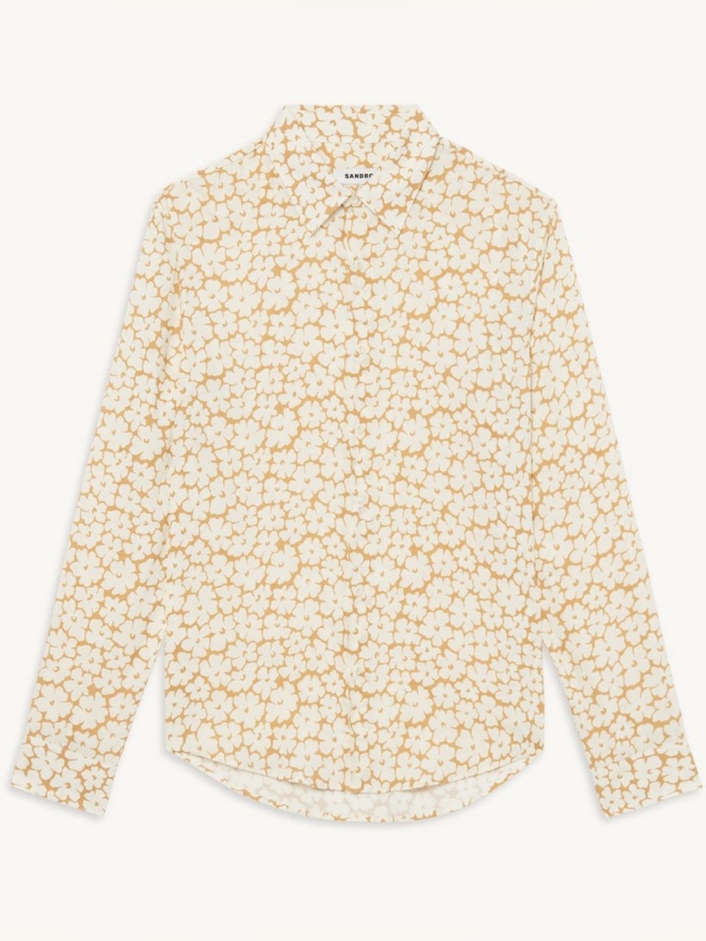 Sandro Paris Men’s Floral Button Down Shirt M Ecru Viscose $295